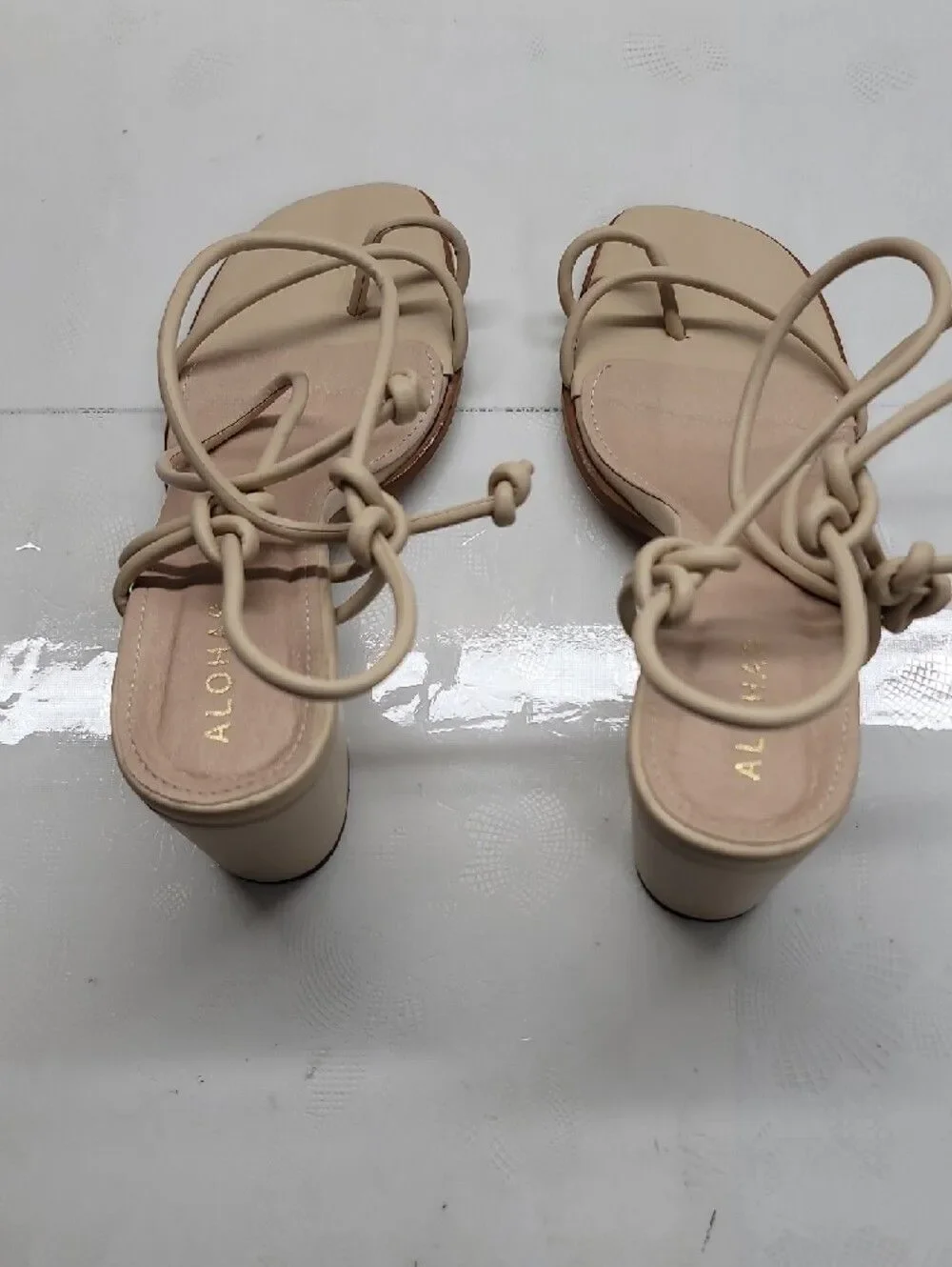 Alohas Grace Wrap Up Black Heel Sandals Size 40
